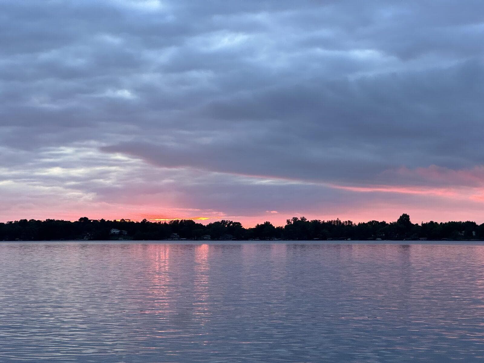 Sunset light on Pickerel Lake water surface